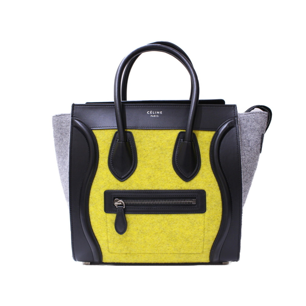 Celine Luggage Shopper leather felt yellow gray black bag classic handbag